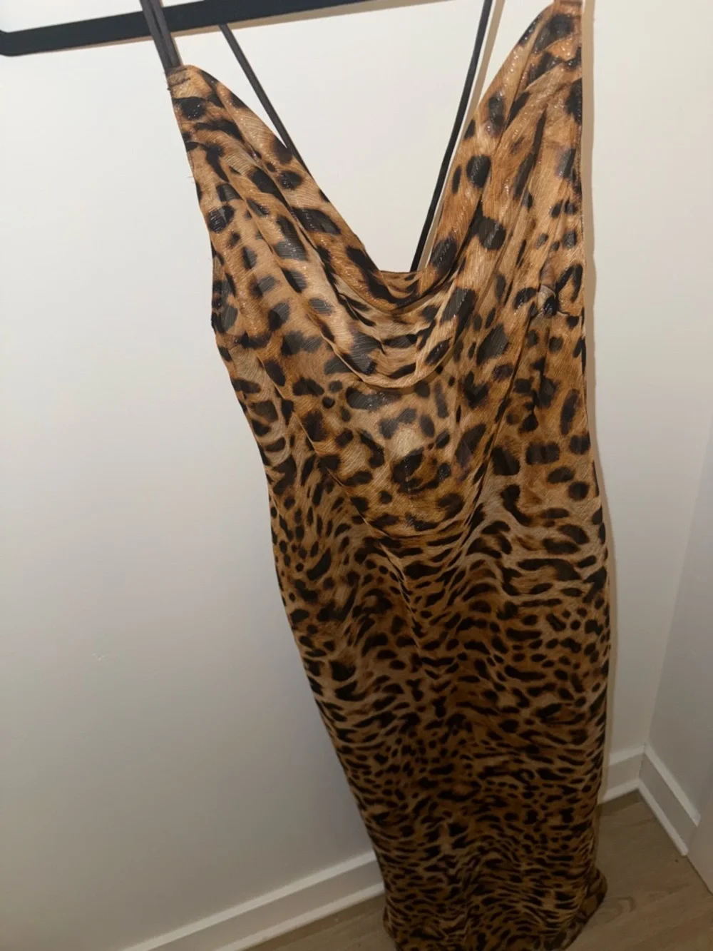 Leopard Print Slip Dress - Spaghetti Straps - Picture 3 of 8